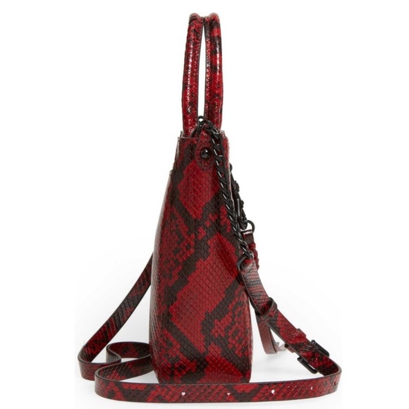 REBECCA MINKOFF LEATHER TOTE TEXTURED CROC SNAKE CHAIN CROSSBODY NEW WITH TAGS - Picture 3 of 5